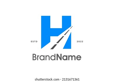 Modern and minimalist illustration logo design initial H combine with road.
