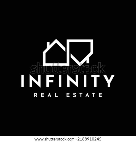 modern and minimalist infinity loop house vector logo design. real estate logo design.