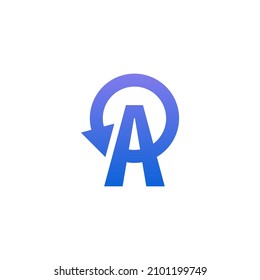 Modern And Minimalist Initial Letter A  With Reload Refresh Repeat Rotate Restart Symbol Logo Design