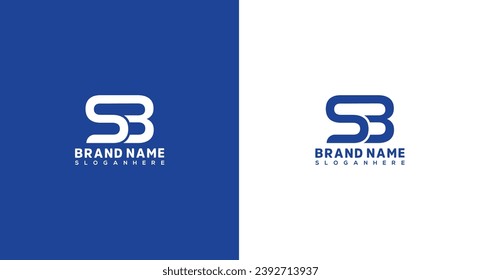 Diseño del logotipo SB de la carta inicial moderna y minimalista en colores azules