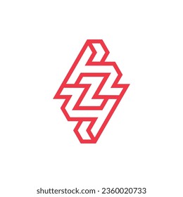 Letras iniciales modernas y minimalistas con logotipo en monograma ZH o HZ