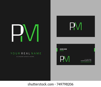 Modern minimalist initial P & M logo template vector