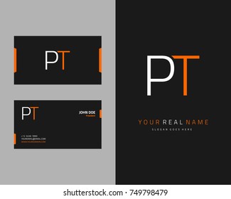 Modern minimalist initial P & T logo template vector