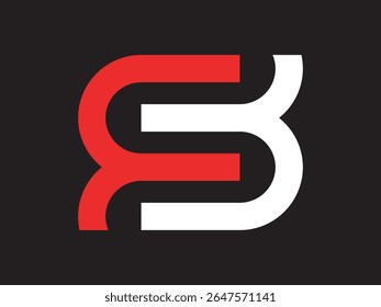 Moderno minimalista entrelaçamento forma inicial logotipo design em vermelho e branco