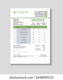 Modern Minimalist Invoice Template Design for Business and Freelancers