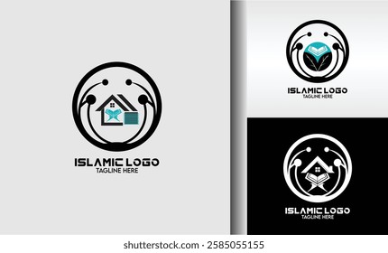 Modern Minimalist Islamic Logo Design Featuring Quran and Community Concept