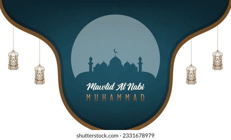 Modern minimalist Islamic poster banner template design for Mawlid Nabi celebration