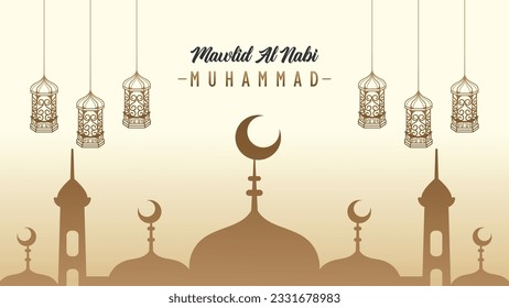 Modern minimalist Islamic poster banner template design for Mawlid Nabi celebration