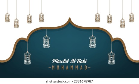 Modern minimalist Islamic poster banner template design for Mawlid Nabi celebration