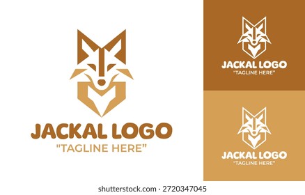 Ein modernes minimalistisches Schakal-Logo, das für Tiermarken, Outdoor-Identität und scharfe Tiersymbolik entwickelt wurde.