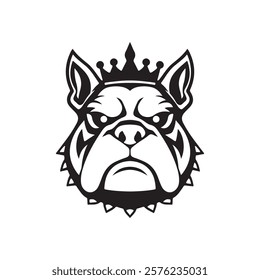 Modern Minimalist King Bulldog Head Logo Design Vector Illustration