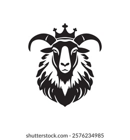 Modern Minimalist King Sheep Head Logo Design Vector Illustration