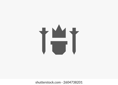 Modern minimalist king and swords logo 
