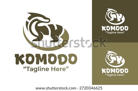 A modern minimalist komodo logo designed for strong brands that need a fearless animal symbol.
