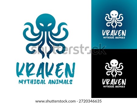 A modern minimalist kraken logo designed for strong brands inspired by ancient sea legends.