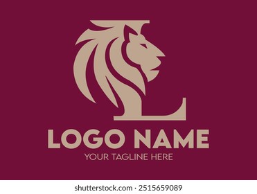 Diseño de logotipo de lujo de forma Abstractas de marca de letras L minimalista moderna para empresas con león, emblema creativo de Profesional Diseño de logotipo de signo de letra L Abstractas para marcas y empresas