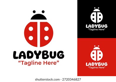 A modern minimalist ladybug logo created for eco brands and friendly insect-themed identity.
