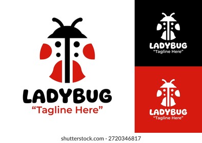 A modern minimalist ladybug logo designed for friendly brands with natural and joyful identity.