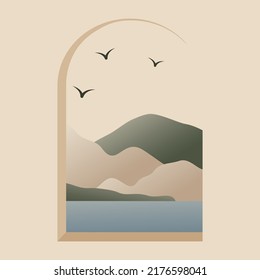 Modern minimalist landscape aesthetic illustration