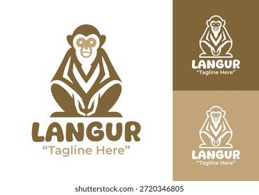 Un moderno logo minimalista diseñado para marcas ecológicas inspiradas en la identidad de los primates salvajes.