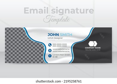 Modern and minimalist layout white background and abstract shape design. Corporate email signature for all business with white background, unique  design template. 