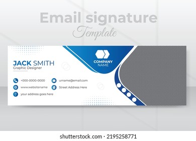 Diseño moderno y minimalista de fondo blanco y diseño abstracto de forma. Firma corporativa de correo electrónico para todas las empresas con fondo blanco, plantilla de diseño única. 