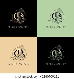 Modern And Minimalist Letter B Salon And Spa Logo Design Template With Vintage Botanical Style