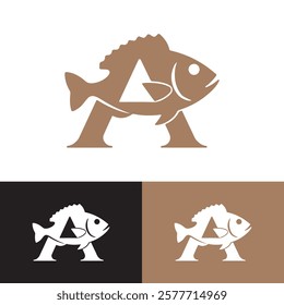 Modern Minimalist Letter A Blowfish Logo Design Vector Illustration