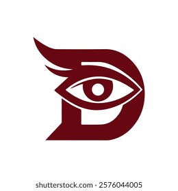 Modern Minimalist Letter D Flying Eye Logo Design Vector Illustration