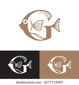 Modern Minimalist Letter G Blowfish Logo Design Vector Illustration