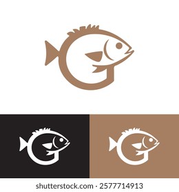 Modern Minimalist Letter G Blowfish Logo Design Vector Illustration