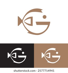 Modern Minimalist Letter G Blowfish Logo Design Vector Illustration