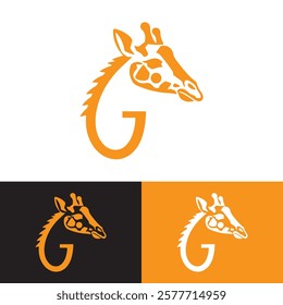 Modern Minimalist Letter G Giraffe Head Logo Design Vector Illustration