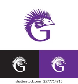 Modern Minimalist Letter G Porcupine Logo Design Vector Illustration