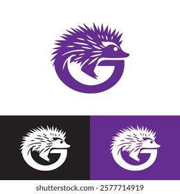 Modern Minimalist Letter G Porcupine Logo Design Vector Illustration