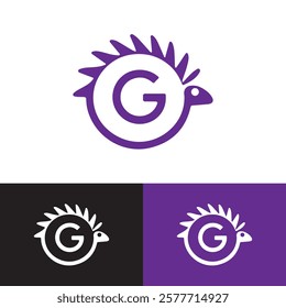 Modern Minimalist Letter G Porcupine Logo Design Vector Illustration