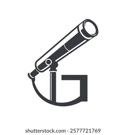 Modern Minimalist Letter G Telescope Logo Design Vector Illustration