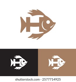 Modern Minimalist Letter H Blowfish Logo Design Vector Illustration