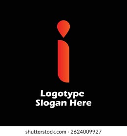Modern minimalist letter "i" logo design in vibrant orange-red gradient on a black background, perfect for tech, creative, or startup branding templates.