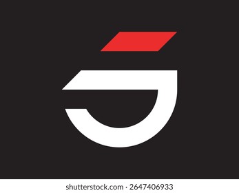 Modern Minimalist Letter J Logo Design with Geometric Red Accent