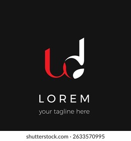 Moderno minimalista Letra Logo Design com Iniciais ud.