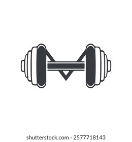 Modern Minimalist Letter M Dumbbell Logo Design Vector Illustration