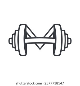 Modern Minimalist Letter M Dumbbell Logo Design Vector Illustration