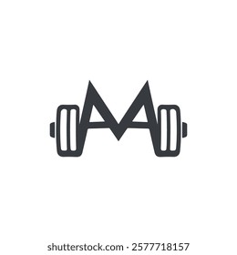 Modern Minimalist Letter M Dumbbell Logo Design Vector Illustration