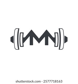 Modern Minimalist Letter M Dumbbell Logo Design Vector Illustration