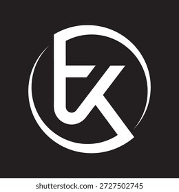 Moderno e minimalista letra TK monograma ícone de logotipo com tipografia limpa e profissional. Perfeito para marcas comerciais, identidade corporativa, start-ups, plataformas digitais e projetos criativos.