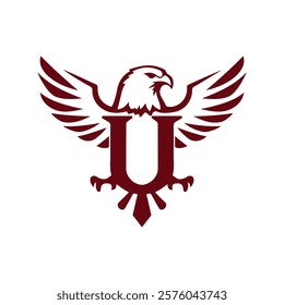 Modern Minimalist Letter U Eagle Logo Design Vector Illustration