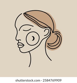 Modern Minimalist Line Art Female Portrait - Vector Illustration