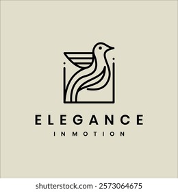 Modern and minimalist line art logo featuring a stylized geometric bird, designed with clean and elegant lines. Perfect for brands seeking a sleek, professional, and creative identity.
