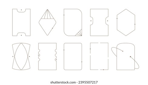 Modern minimalist line bohemian frames set. Y2k style arches, geometric shapes.